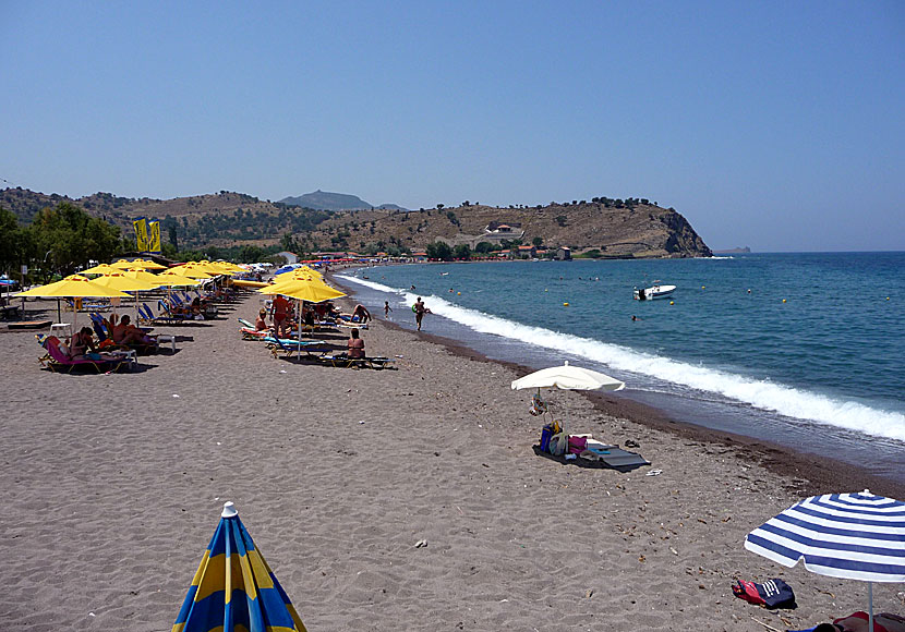 The beach of Anaxos in one direction. Lesvos.