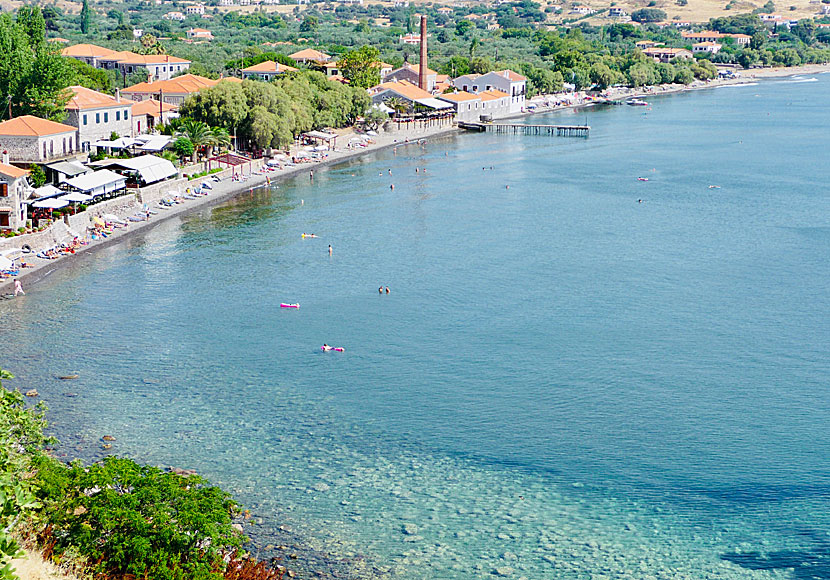 The beach in Molyvos in Lesvos.