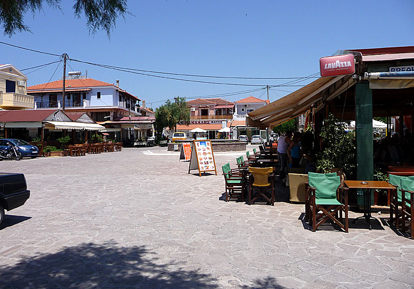 The square with restaurants in Skala Kalloni. Lesvos.
