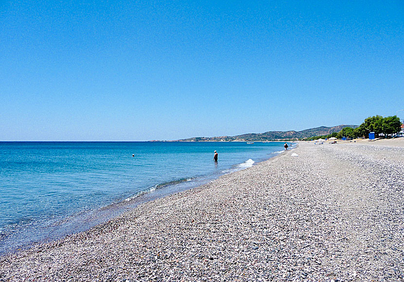 The beach in Vatera in Lesvos.