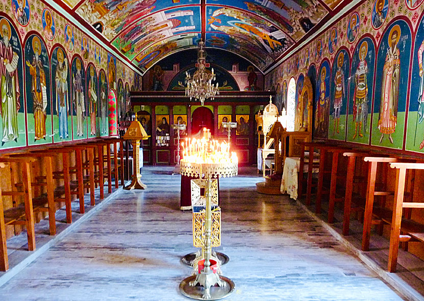 Icons and altars in one of the churches of the monastery.