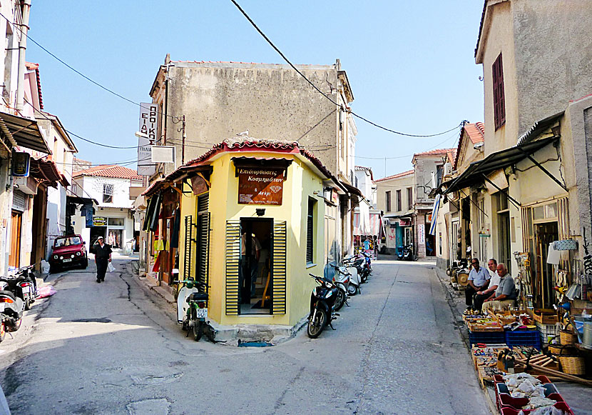 Market in the old quarters of Mytilini.