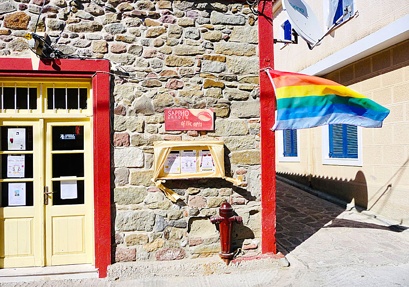 The rainbow flag can be seen in Skala Eressos not least during the Pride Festival and the Women's Festival.