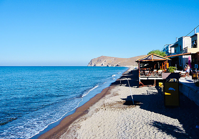 The beach and beach promenade in Skala Eressos.