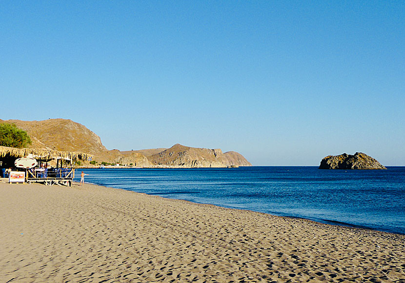 The beach in Skala Eressos in one direction.