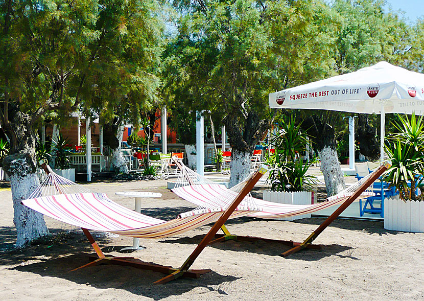 Rent hammocks at the beaches of Lesvos in Greece.