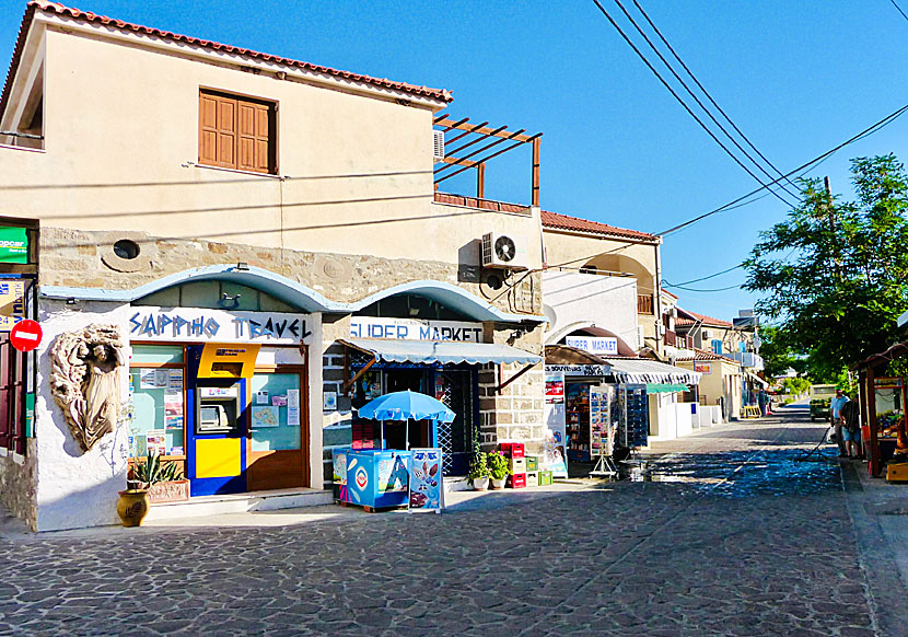 Travel agency Sappho Travel and Supermarket in Skala Eressos.