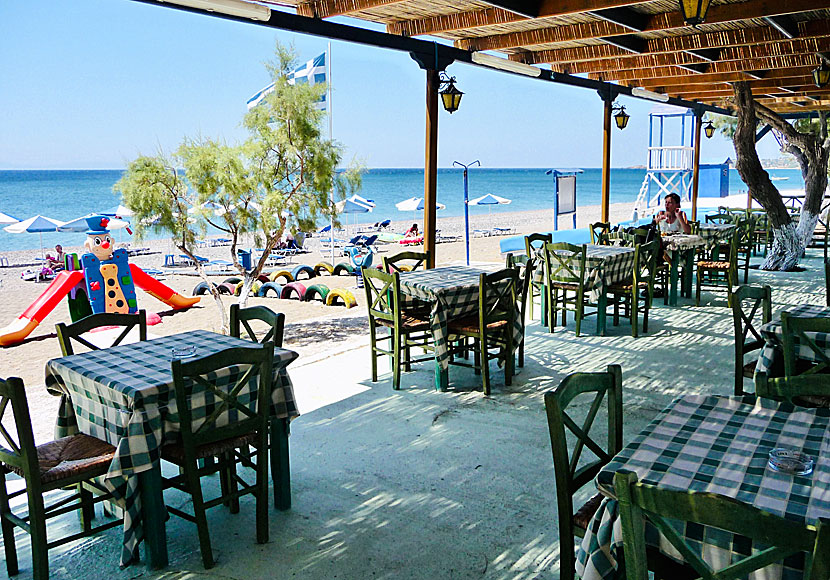 Restaurant at Aphrodite Hotel in Vatera in Lesvos island in Greece.