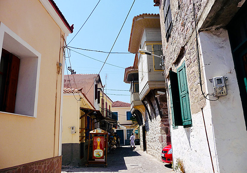 Wooden house in old Petra in Lesvos island.