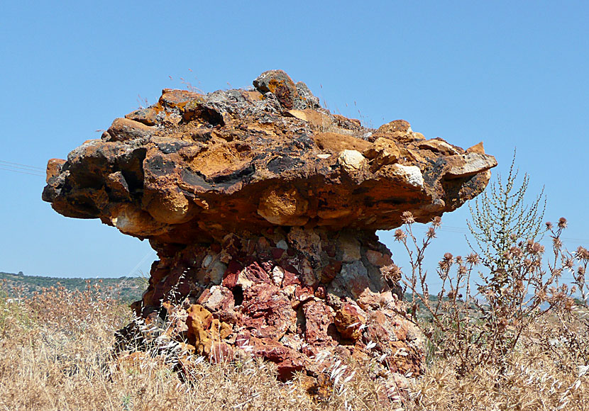 This cool volcanic rock, which can be called Skiadi, can be seen outside Polichnitos in Lesvos.