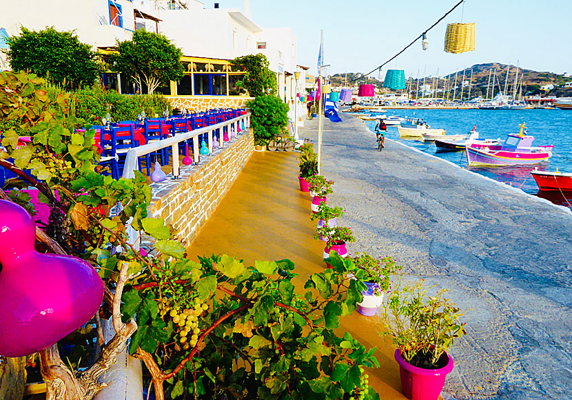 Good restaurants and taverns along the harbour promenade at Lipsi.