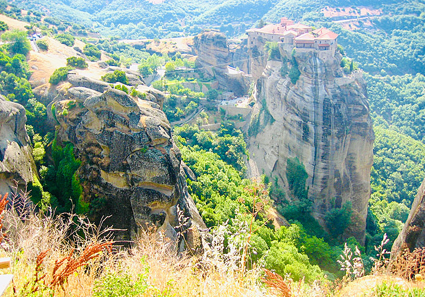 The Varlaam monastery and the Great Meteoron monastery near Parga on the Greek mainland.