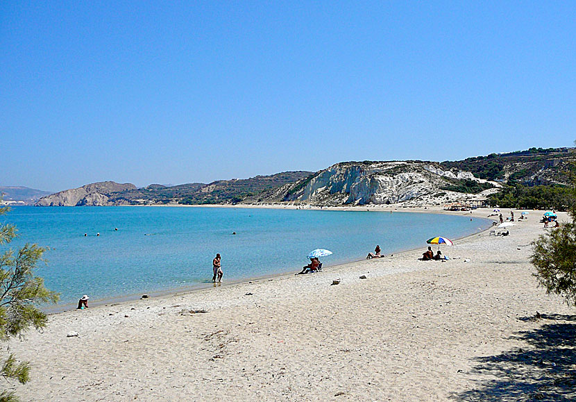 Don't miss Achivadolimni beach when you bathe in hot springs on Milos in Greece.