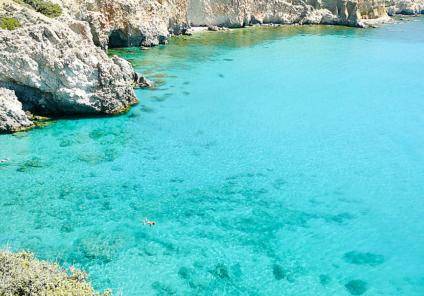 Tsigrado beach is one of the best sandy beaches on Milos.