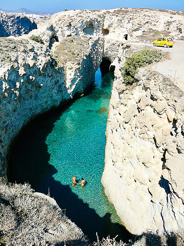 The fantastic cave beach between the cliffs of Papafragas on Milos.