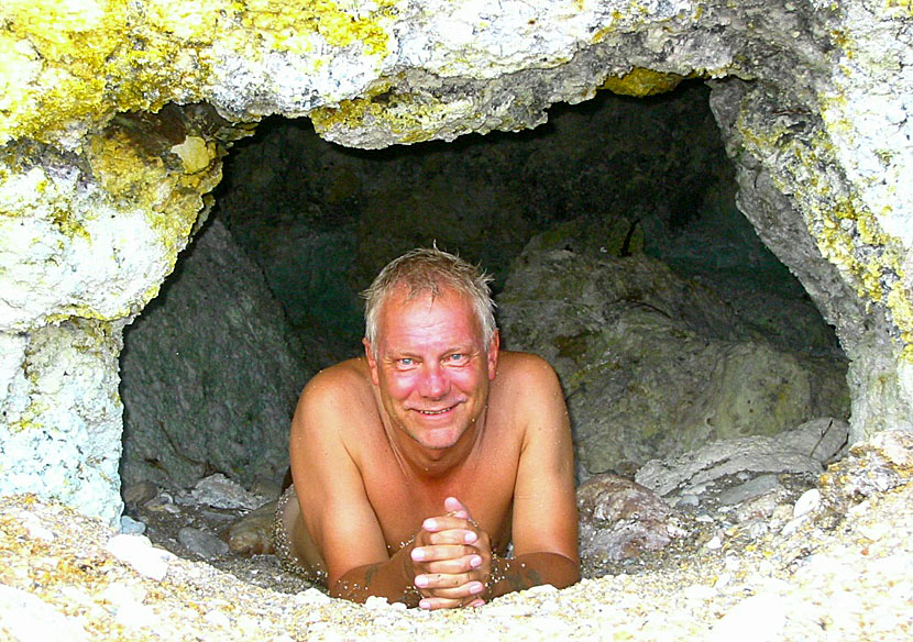 On Paleochori beach on Milos there is a sauna in a hole in the rock.