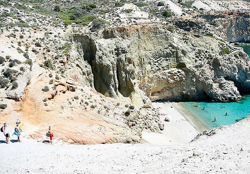 Climb down to Tsigrado beach on Milos.