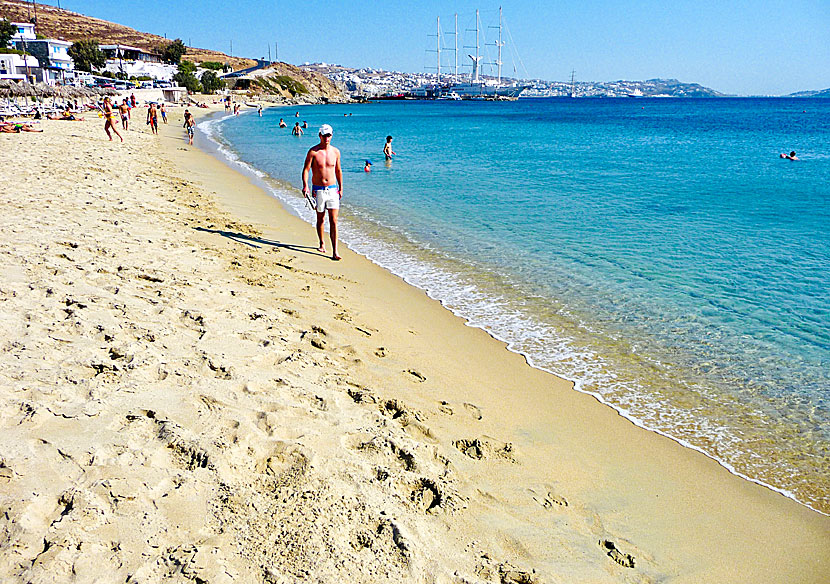 Agios Stefanos beach on Mykonos in the Cyclades.
