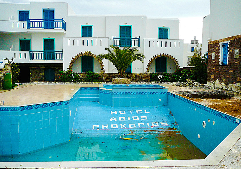 Agios Prokopios Hotel on Naxos during the winter.