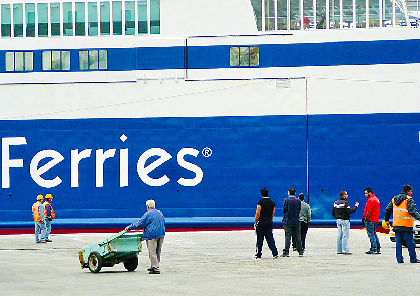Blue Star Ferries in the port of Naxos.
