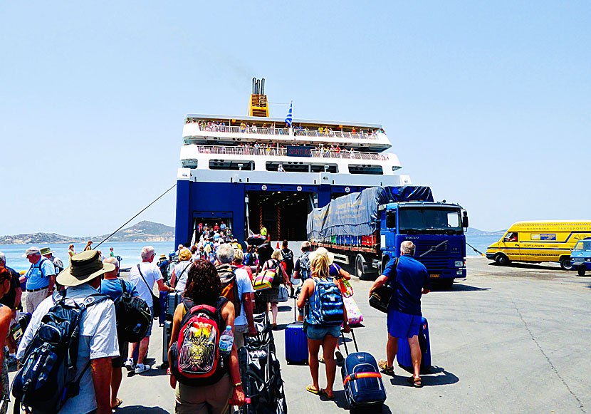 The ferry Blue Star Delos in the port of Naxos town.