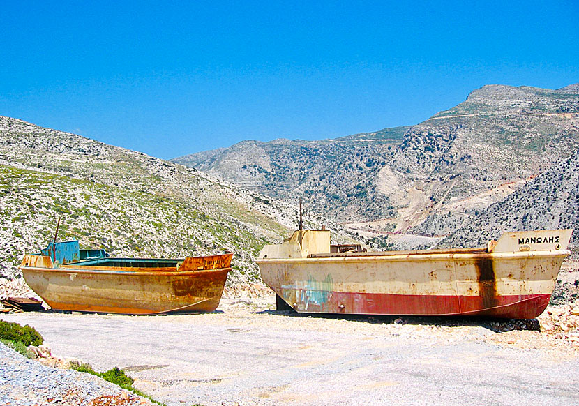 Boats that shipped the emery stones from the port of Moutsouna.