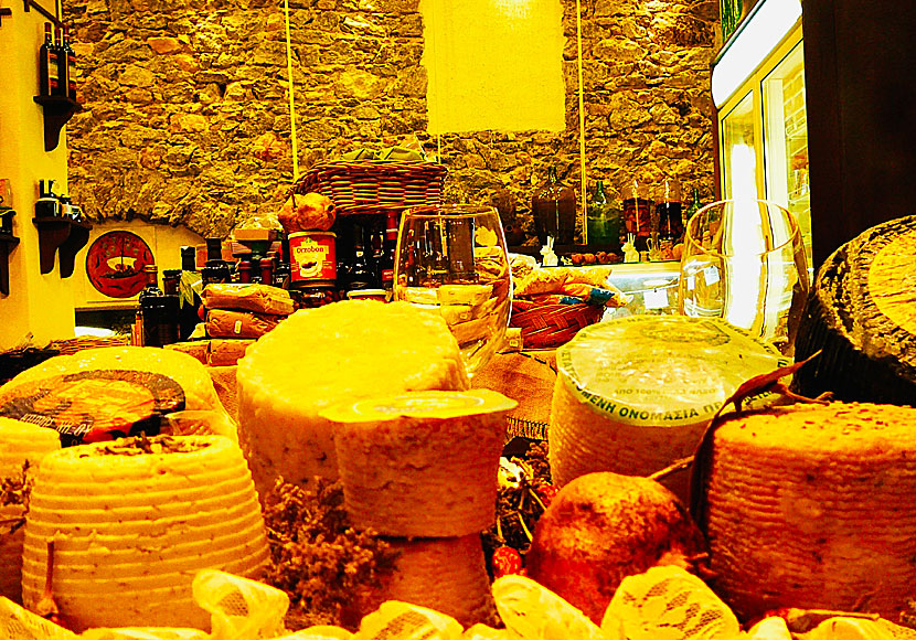 Local cheeses from Naxos in Greece.
