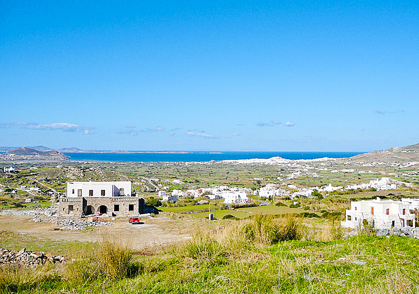 Naxos Town seen from the road to the mountain villages of Apiranthos, Chalki and Moni.