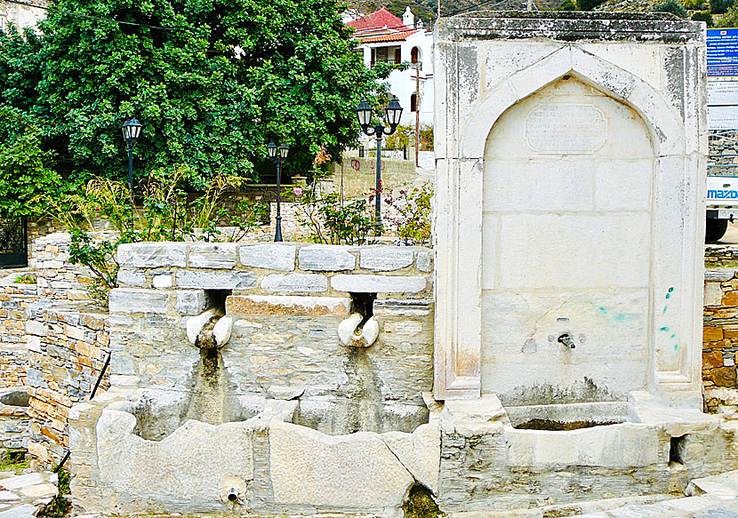 Old water taps and fountains in the village of Filoti.