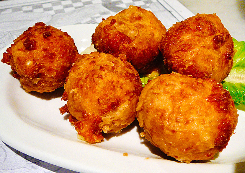 Cheese balls from Naxos in Greece.