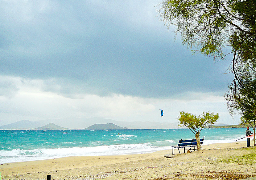 Kitesurfing on Naxos in Greece.