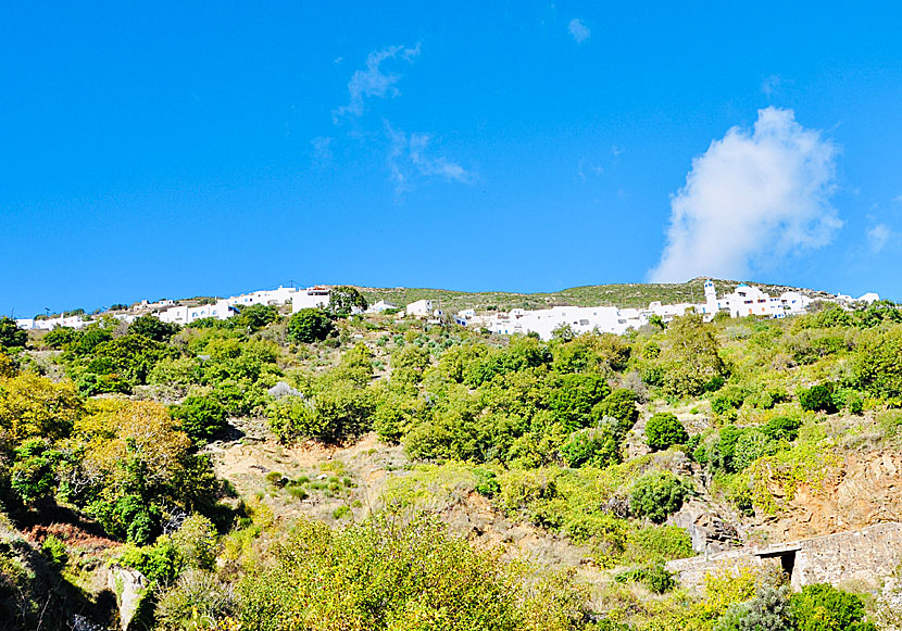 The villages of Koronida and Komiaki on Naxos in Greece.