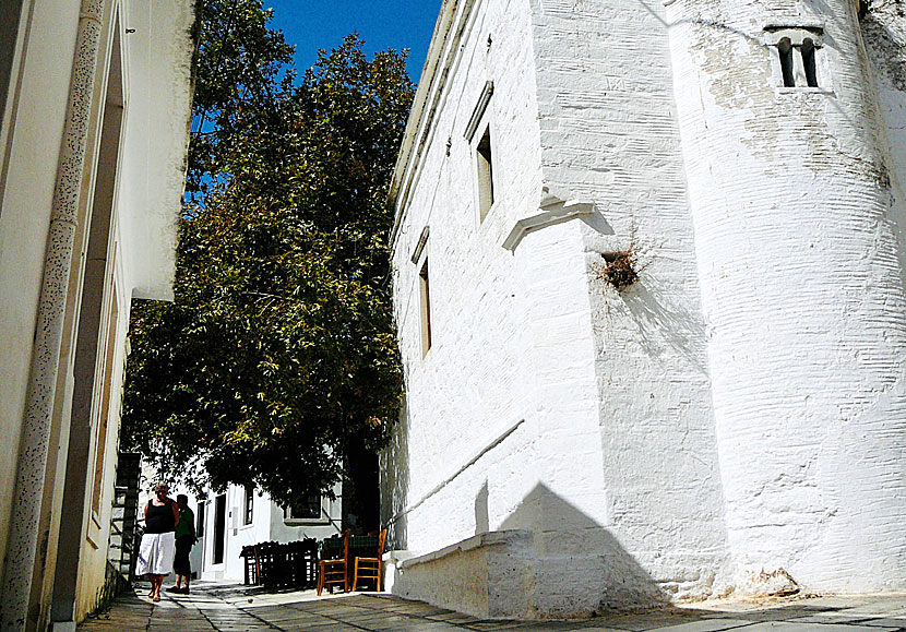 Churches, taverns and squares in the village of Apiranthos on Naxos.