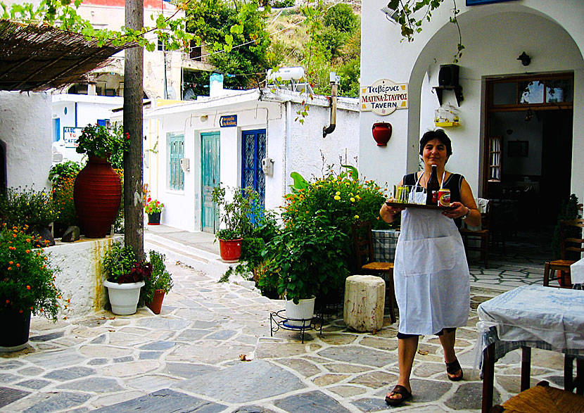 Restaurants and tavernas in the village of Koronos on Naxos.