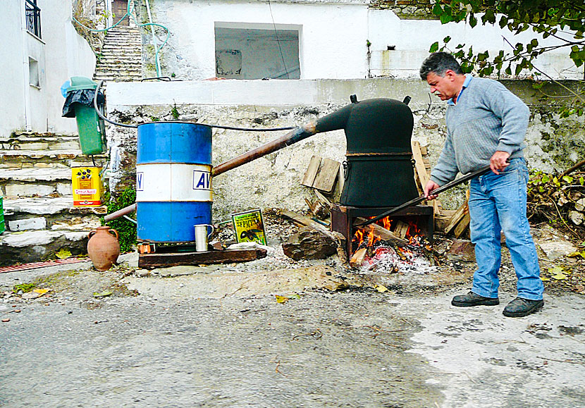 Raki production in rural Koronida, or Komiaki as the village is also called.