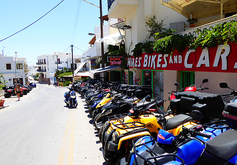 Along the street to Agios Georgios beach there are many car and moped rental companies, including Mikes Bikes and Cars.