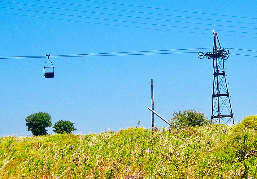 The cable car that transported emery from the mines down to the port of Moutsouna on Naxos in Greece.