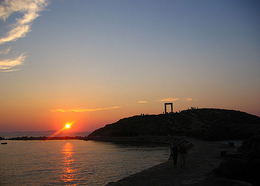 The spectacular sunset at Portar in Naxos Town.