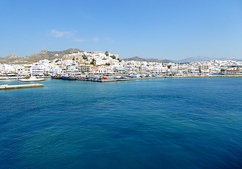 Naxos Town. The port is on the left and Kastro is in the middle of the picture.