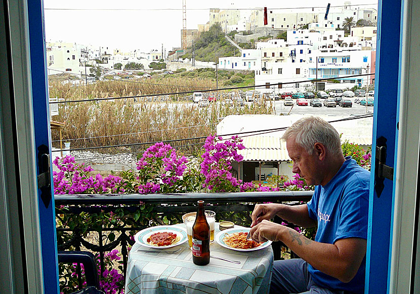 Have lunch at Pension Sofi in Naxos town.