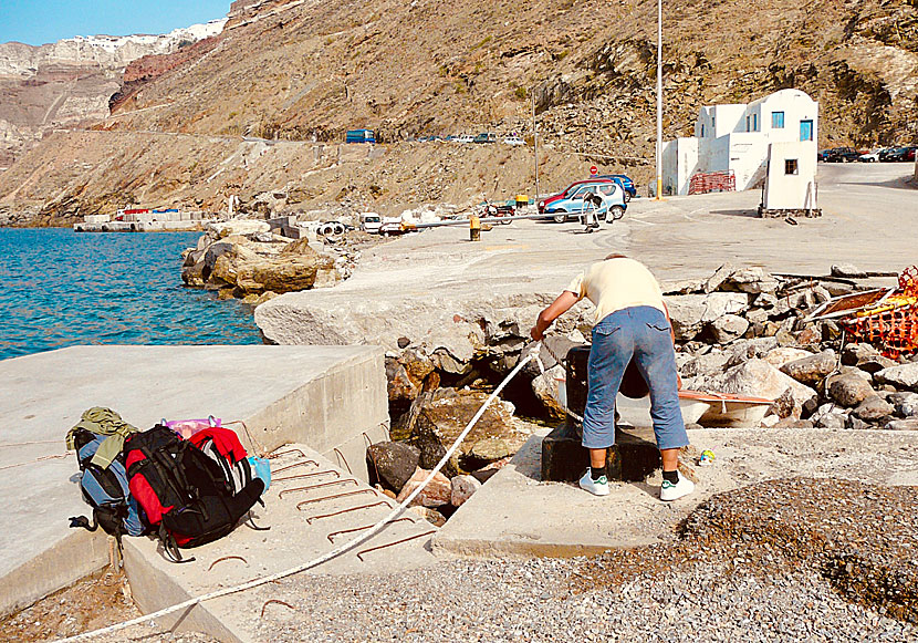 In every port in Greece there are men who receive the ferries and retrieve the ropes