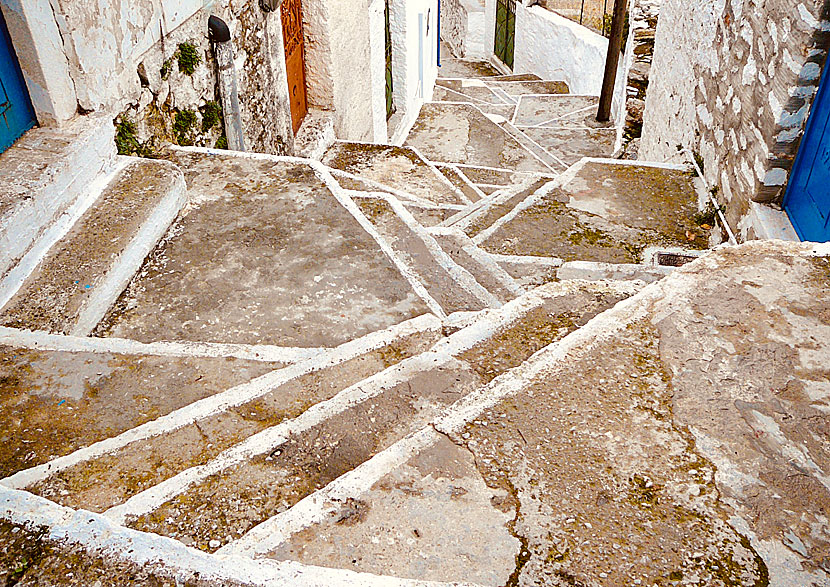 Stairs in Filoti on Naxos in Greece.
