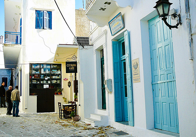 Vallindra's Kitron distillery Café in Chalki on Naxos.