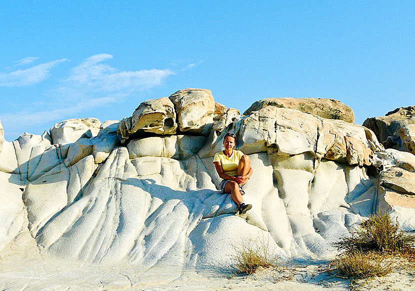 Beautiful rock formations at the sandy beaches of Paros.