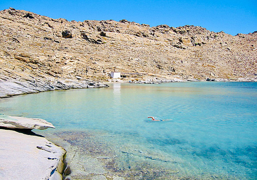 The official nudist beach of Paros is located after Monastiri and Kolymbithres beaches.