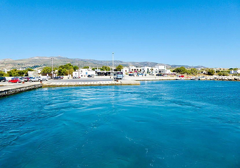 The port of Pounda on Paros from where the car ferry to Antiparos departs.