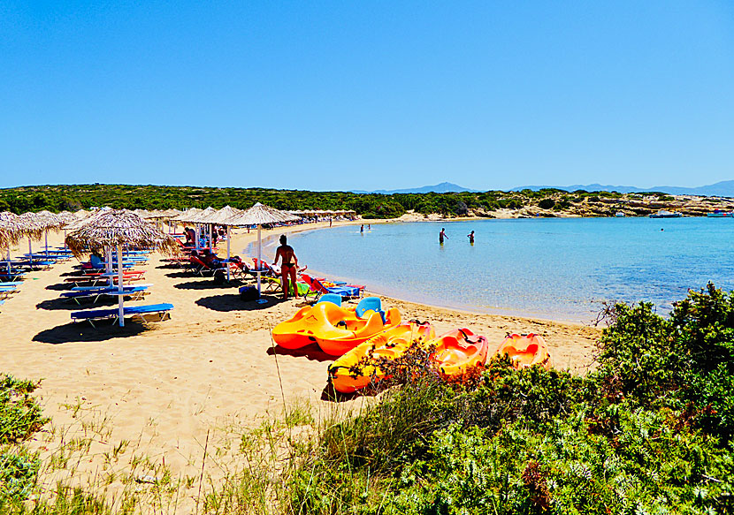 Child-friendly and shallow Santa Maria beach on Paros in the Cyclades.