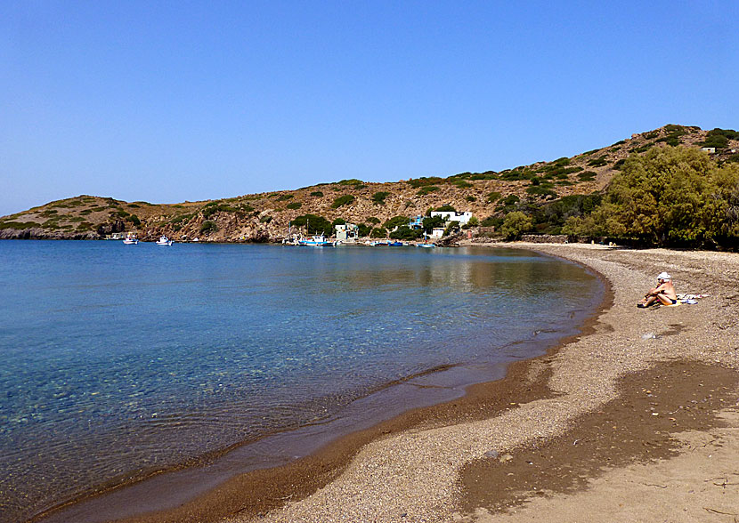 The best beaches on Patmos. Livadi Kalogiron beach.