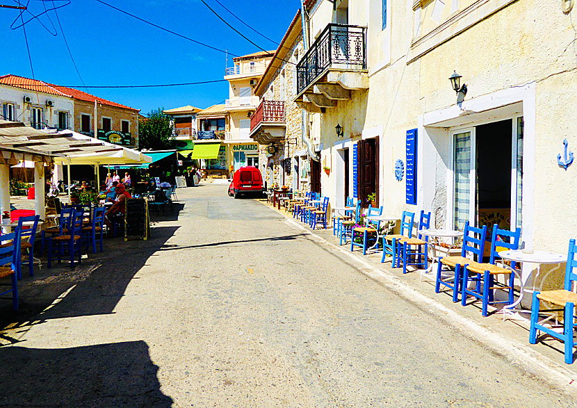 Cafes, bars and shops along the seafront promenade in Agios Nikolaos.