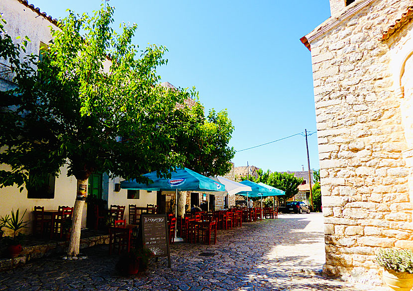 Tavernas and restaurants at Taxiarches Square in Areopoli.